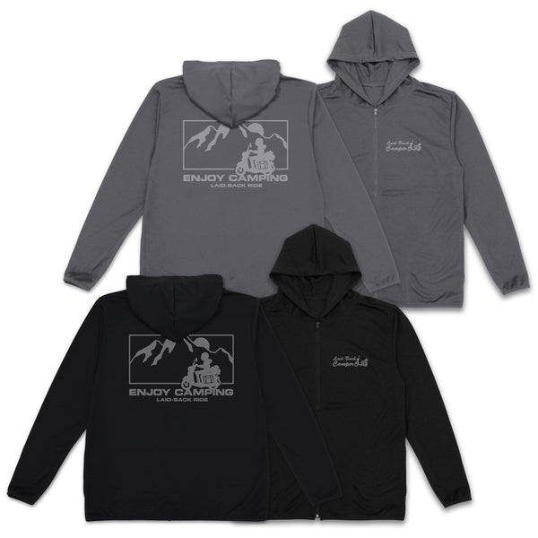 《悠哉露营△ 第3季》剪影款自行车主题 志摩凛 轻薄速干连帽衫 黑色 L码