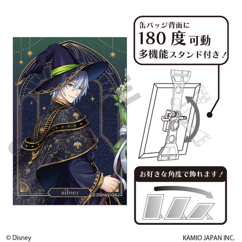 『ディズニー ツイステッドワンダーランド』グリッターアート缶バッジ シルバー ブルームバースデー