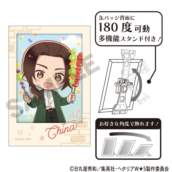 『ヘタリア World★Stars』アート缶バッジ 中国 食べ歩きグルメ ミニキャラ