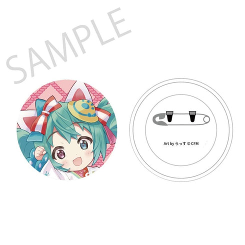 『初音ミク×招き猫』ふわもふタッチ缶バッジ 初音ミク白猫B Art by らっす【202607再販】