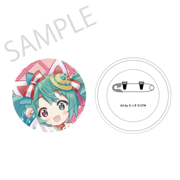 『初音ミク×招き猫』ふわもふタッチ缶バッジ 初音ミク白猫B Art by らっす【202607再販】