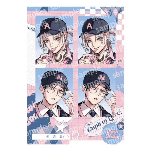 『愛の刺青』プリントフォト風シール PINK/NAVY TRAD. CLUB ver.