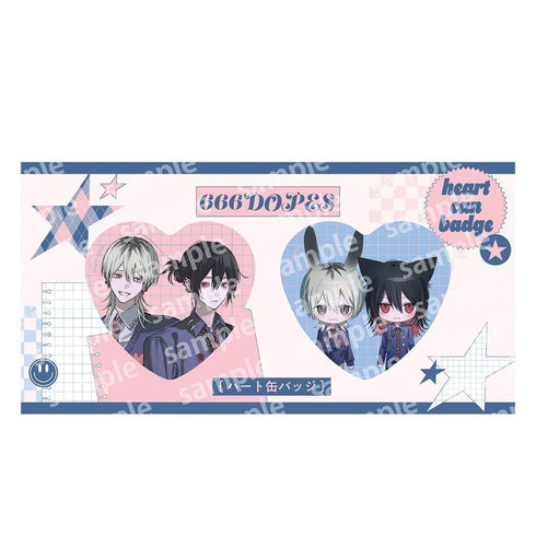 『666DOPES』ハート缶バッジセット PINK/NAVY TRAD. CLUB ver.