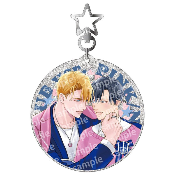 "Bed-In Rules" Glitter Acrylic Keychain PINK/NAVY TRAD. CLUB ver.