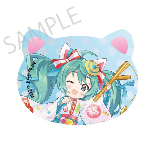『初音ミク×招き猫×真夏の熊谷』猫型缶バッジ 初音ミク 白猫1 Art by らっす