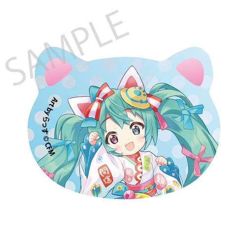 『初音ミク×招き猫×真夏の熊谷』猫型缶バッジ 初音ミク 白猫2 Art by らっす