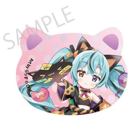 『初音ミク×招き猫×真夏の熊谷』猫型缶バッジ 初音ミク 黒猫1 Art by らっす