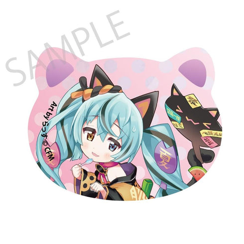 『初音ミク×招き猫×真夏の熊谷』猫型缶バッジ 初音ミク 黒猫2 Art by らっす