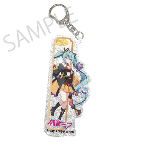 『初音ミク×招き猫×真夏の熊谷』シルバーバックアクリルキーホルダー 初音ミク 黒猫 Art by イコモチ
