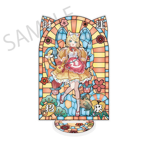『初音ミク×招き猫×真夏の熊谷』ステンドグラス風素材加工アクリルスタンド 鏡音リン Art by イコモチ