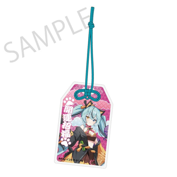 『初音ミク×招き猫×真夏の熊谷』御守風アクリルさげ札 初音ミク 黒猫 Art by イコモチ