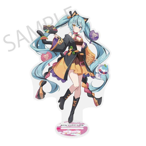 『初音ミク×招き猫×真夏の熊谷』ダイカットビッグアクリルスタンド 初音ミク 黒 Art by イコモチ
