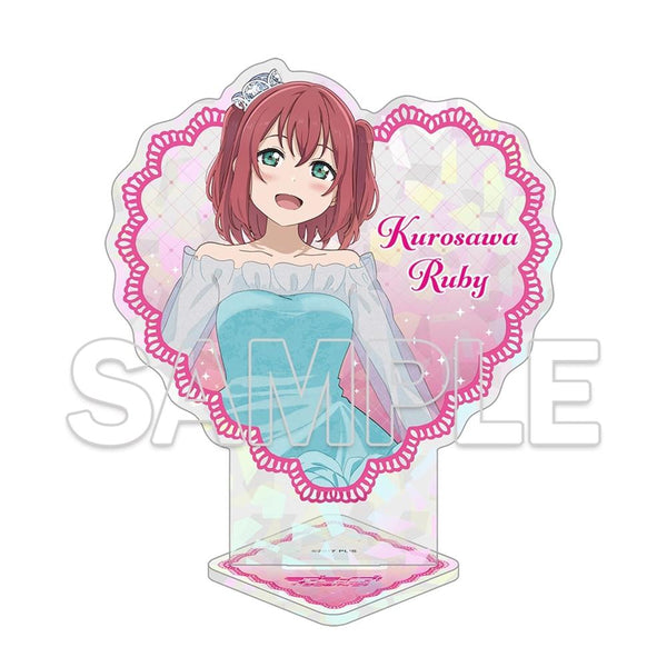 "Love Live! Sunshine!!" Heart-Shaped Glitter Acrylic Stand: Aqours Ruby