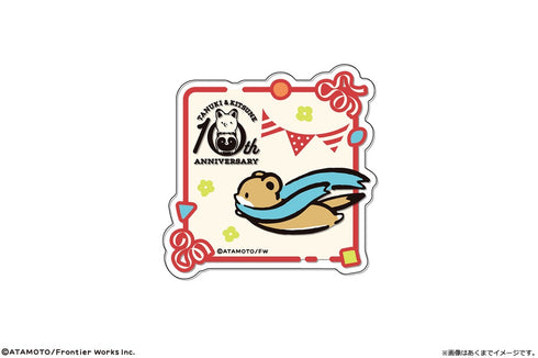 『タヌキ&キツネ』タヌキとキツネ アクリルバッジ 07 オコジョ