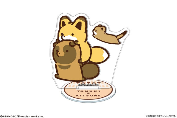 『タヌキ&キツネ』タヌキとキツネ ミニアクリルスタンド 05 タヌキ&キツネ&オコジョ