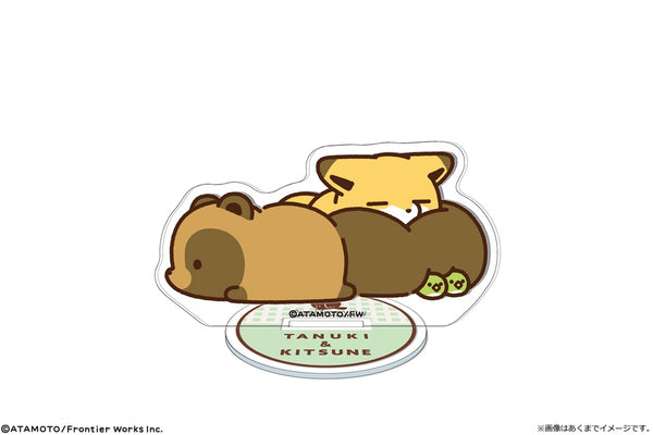 『タヌキ&キツネ』タヌキとキツネ ミニアクリルスタンド 08 タヌキ&キツネ&トリ
