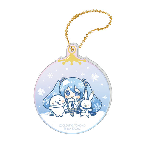 『しろたん×雪ミク』オーロラアクリルキーホルダー ちびキャラVer. A