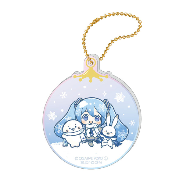 『しろたん×雪ミク』オーロラアクリルキーホルダー ちびキャラVer. A