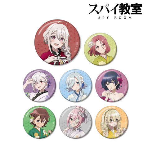 『スパイ教室』描き下ろしイラスト 花柄和装ver. トレーディング缶バッジ BOX