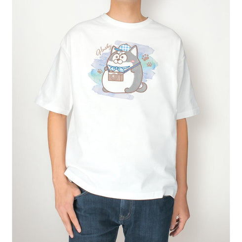 『松犬』ハスキー Ani-Art aqua label BIGシルエットTシャツユニセックス【202503再販】