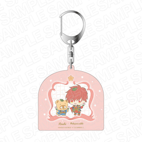 『夢職人と忘れじの黒い妖精×サンリオキャラクターズ』 ホログラムキーホルダー 旭×ぽこぽん日記
