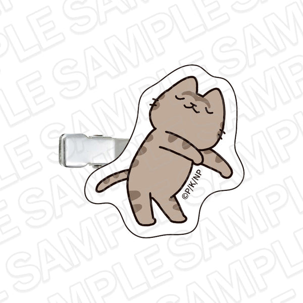『うごく!ねこむかしばなし』アクリルヘアクリップ キジトラ