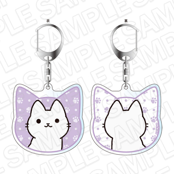 『うごく!ねこむかしばなし』両面キーホルダー シロネコ
