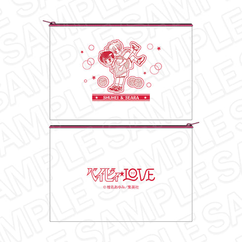 "Baby★Love" Canvas Flat Pouch: Ribon 70th Anniversary CAFE