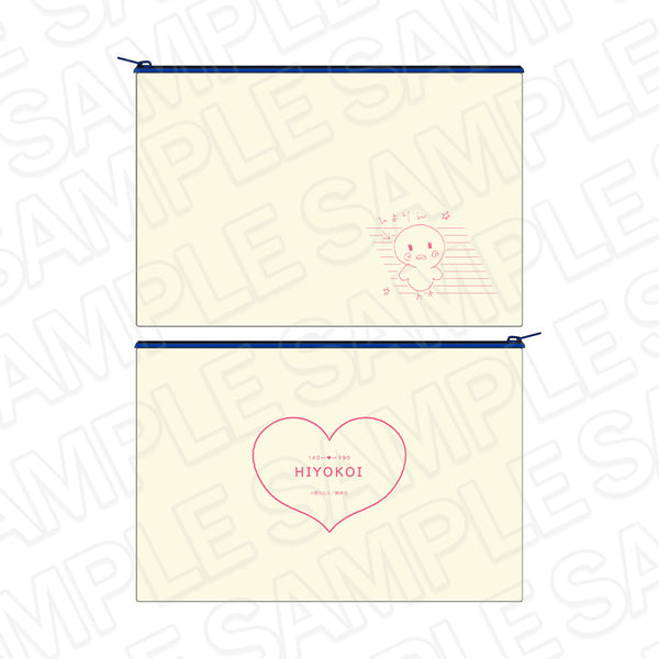 "Hiyokoi" Canvas Flat Pouch: Ribbon 70th Anniversary CAFE