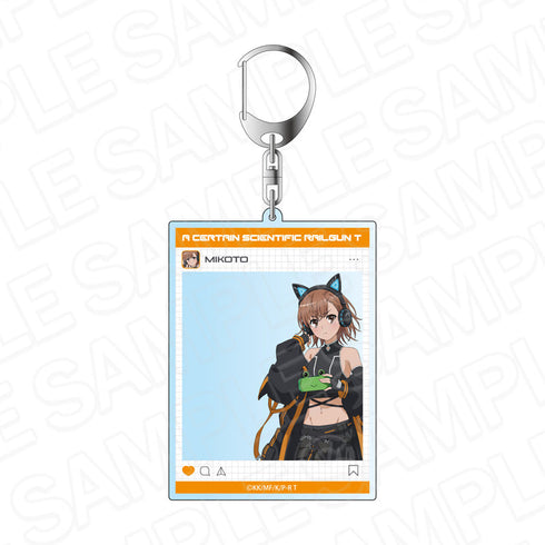 "A Certain Scientific Railgun T" Social Media-Style Acrylic Keychain: Mikoto Misaka (Gaming Ver.)
