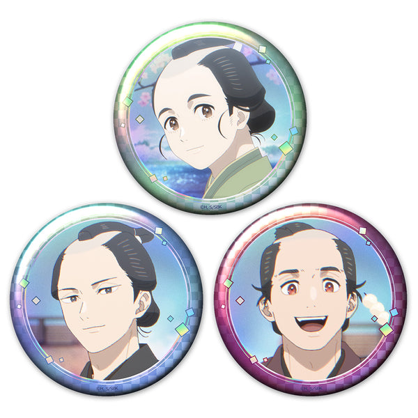 "Shabake" Hologram Pin Badge 3-Piece Set: Ichitaro, Nankichi, & Sasuke