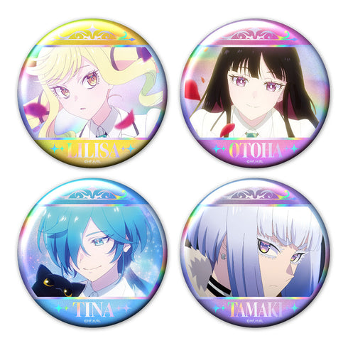 『ロックは淑女の嗜みでして』ホログラム缶バッジ4個セット りりさ&音羽&ティナ&環