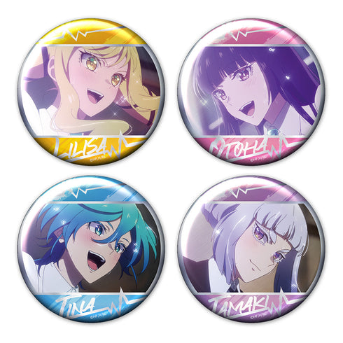 『ロックは淑女の嗜みでして』メタリック缶バッジ4個セット りりさ&音羽&ティナ&環