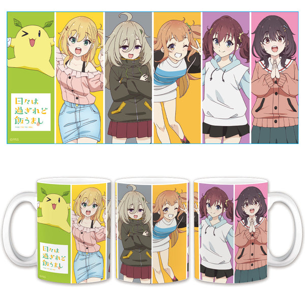 『日々は過ぎれど飯うまし』マグカップ まこ&くれあ&しのん&つつじ&なな&モコ太郎