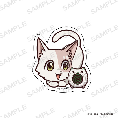 『猫と竜』ダイカットステッカー【ミニキャラ シロタエ】