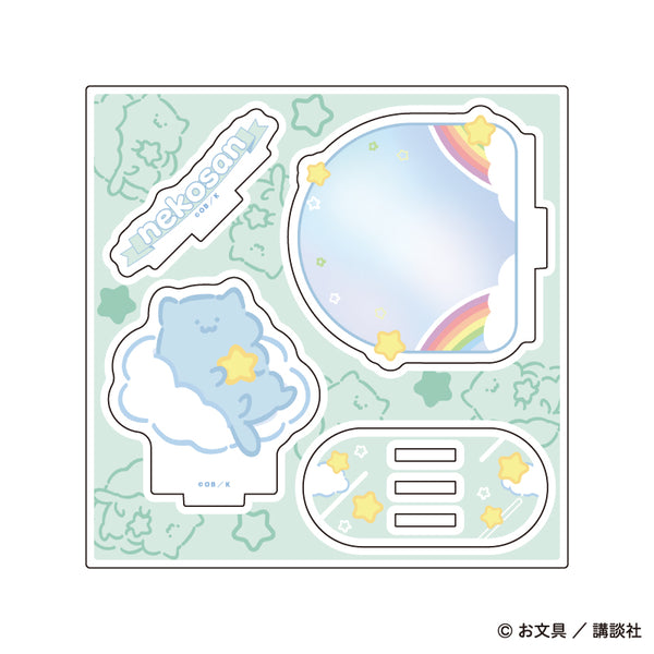 『お文具といっしょ』アクリルスタンドプレート10/猫さん ぷかぷかお空ver.(描き下ろしイラスト)