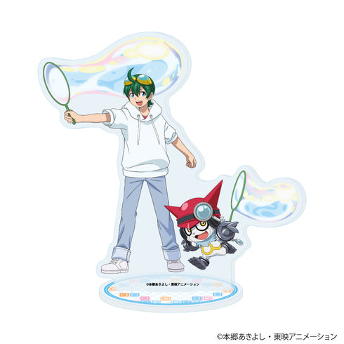 『デジモンユニバース アプリモンスターズ』アクリルスタンド01/新海ハル&ガッチモン シャボン玉ver.(描き下ろしイラスト)