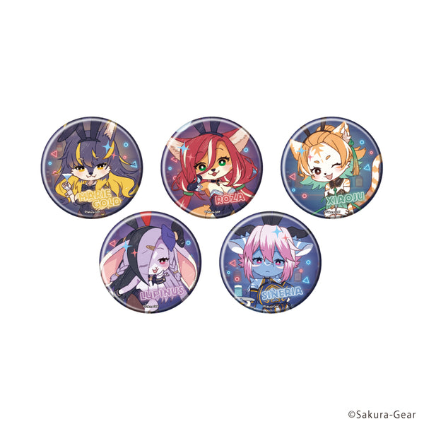 『Bunnimals -バニーガール・アニマルズ-』缶バッジ11/コンプリートセット(全5種)(レトロアートイラスト)