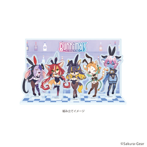 『Bunnimals -バニーガール・アニマルズ-』アクリルジオラマ01/集合デザイン(レトロアートイラスト)