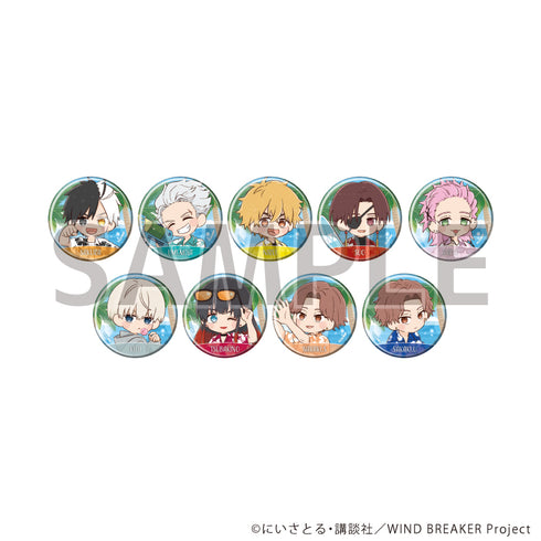 "WIND BREAKER" Pin Badges 12 / Beach Fun Ver. Complete Set (All 9 Varieties) (Graph Art Illustrations)