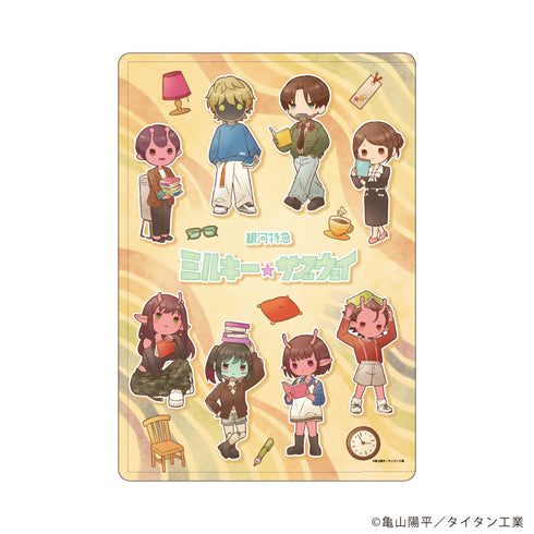 『銀河特急 ミルキー☆サブウェイ』キャラクリアケース02/集合デザイン 秋服読書ver.(レトロアートイラスト)