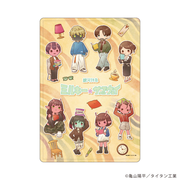 『銀河特急 ミルキー☆サブウェイ』キャラクリアケース02/集合デザイン 秋服読書ver.(レトロアートイラスト)