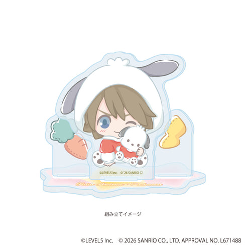 『イナズマイレブン×サンリオキャラクターズ』アクリルスタンドプレート43/フィディオ・アルデナ×ポチャッコ(コラボイラスト)