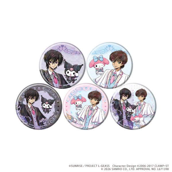 『コードギアス×サンリオキャラクターズ』ホログラム缶バッジ(57mm)01/コンプリートセット(全5種)(コラボイラスト)