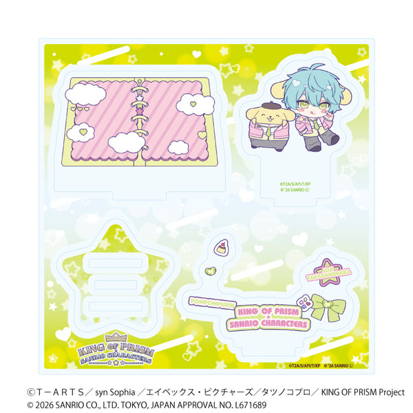 "KING OF PRISM 10th ANNIVERSARY × Sanrio Characters" Acrylic Stand Plate 20 / Takadanobaba George × Pompompurin