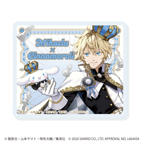 『終わりのセラフ×サンリオキャラクターズ』アクリルプレートバッジ02/百夜ミカエラ×シナモロール(コラボイラスト)