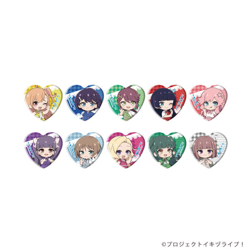 『イキヅライブ! LOVELIVE! BLUEBIRD』ハート型缶バッジ03/コンプリートセット(全10種)(ミニキャライラスト)