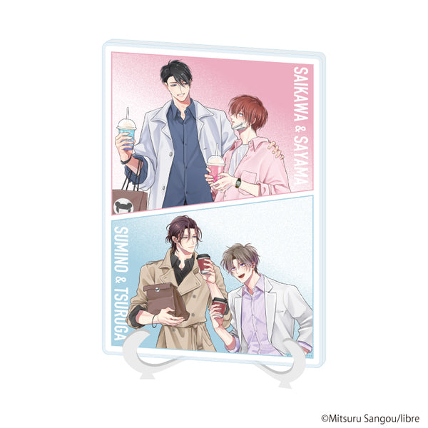 『マスク男子は恋したくないのに』アクリルアートボード(A5サイズ)01/才川 綴&佐山圭悟&墨乃 雪&敦賀照道(描き下ろしイラスト)