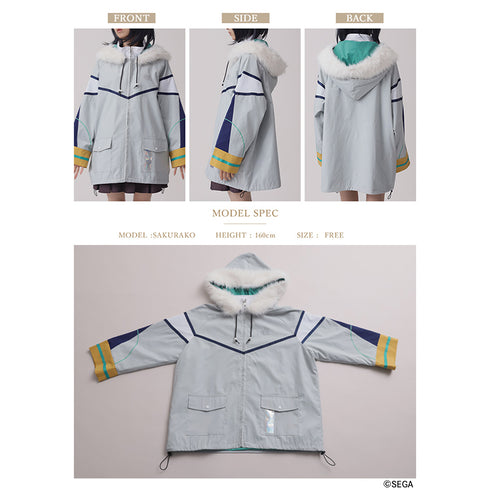 『ソニック・ザ・ヘッジホッグ×Favoriteコラボ』*シルバー 白銀のハリネズミのファー付ドロストフーディブルゾン