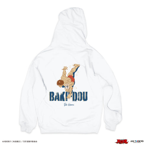 "Baki-do" Scene Illustration Hoodie 1 (Simultaneous Use of Modern Martial Arts) White